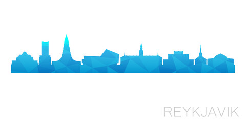 Reykjavik, Iceland Low Poly Skyline Clip Art City Design. Geometric Polygon Graphic Horizon Icon. Vector Illustration Symbol.