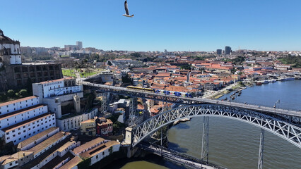 Luis I Bridge At Porto In District Of Porto Portugal. Downtown Landscape. Cultural Heritage. Public...