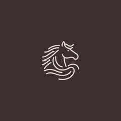 Horse logo in clean and minimalist line art design.