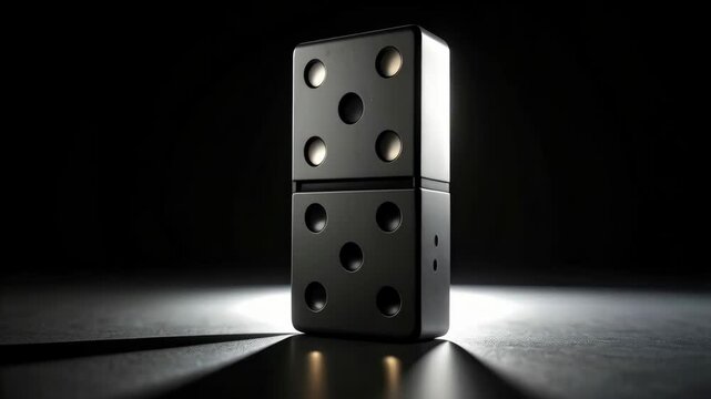 Two stacked black cubic objects with circular indents in a spotlight against a dark studio background with subtle surface reflection.