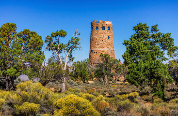 Desert View Watchtower at the south rim of the Grand Canyon in Arizona