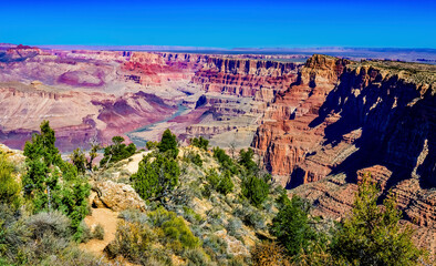 Spectacular view from the south rim of the Grand Canyon in Arizona