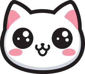 Cute Kawaii Cartoon Cat with Big Eyes and Cheeky Smile