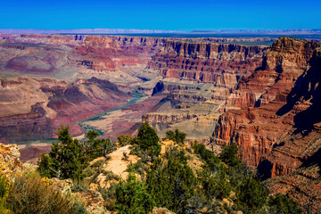 Spectacular view from the south rim of the Grand Canyon in Arizona