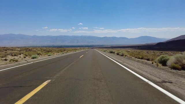 Eastern Sierra Bishop Highway 168 Eastbound 03 Driving Plate Sierra Nevada Mts California USA