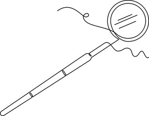 one line art Mouth Mirror vector illustration. line art, one continuous line, simple, hand drawn and sketch style. for icons, symbols, signs or logos. PNG