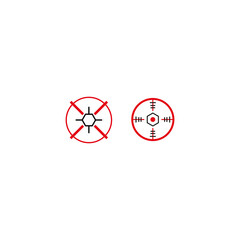 Target icon. Aiming center symbol. Vector focus mark. Red dotted design.