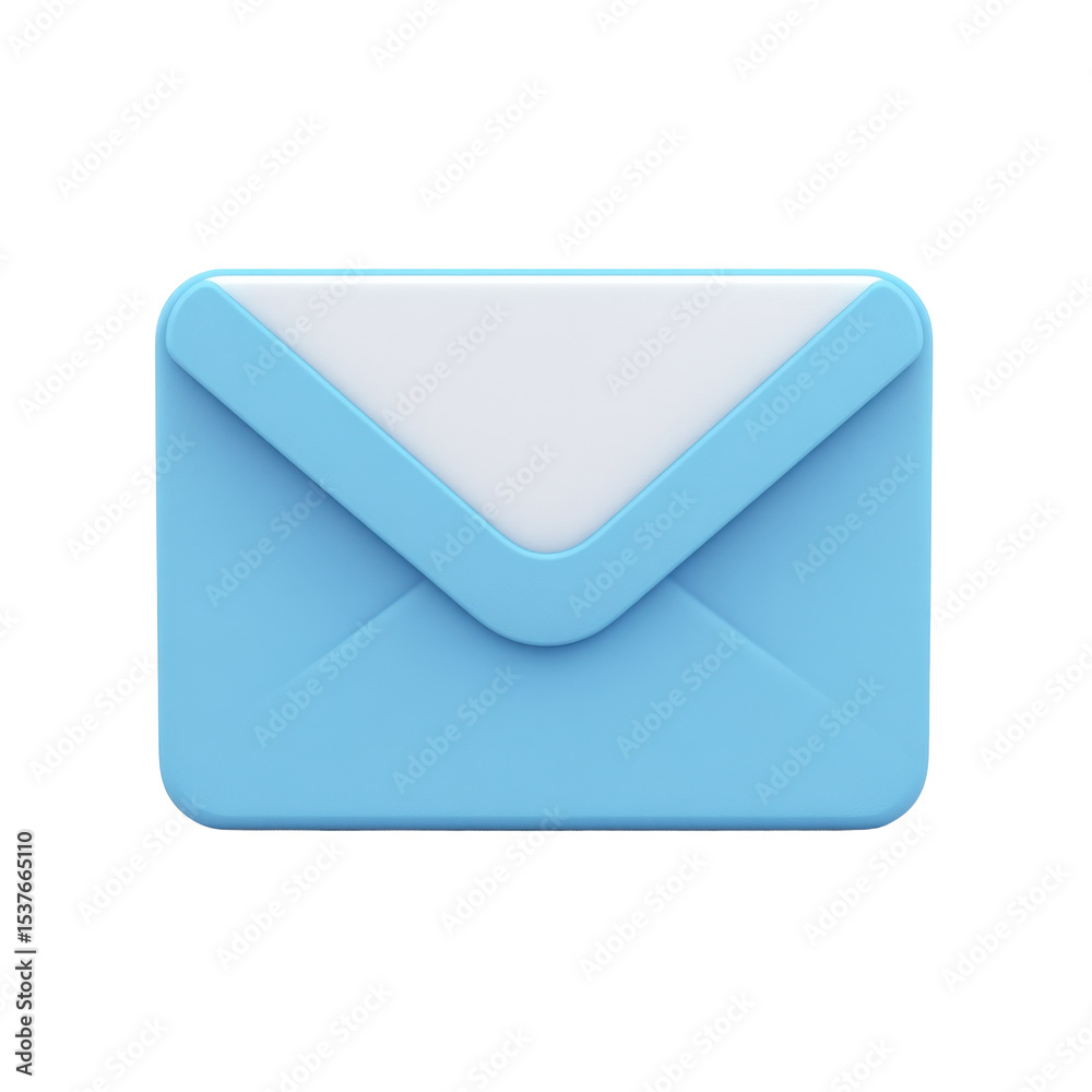Poster a 3d rendering of a clean email icon with envelope and inbox in various colors on a transparent png 