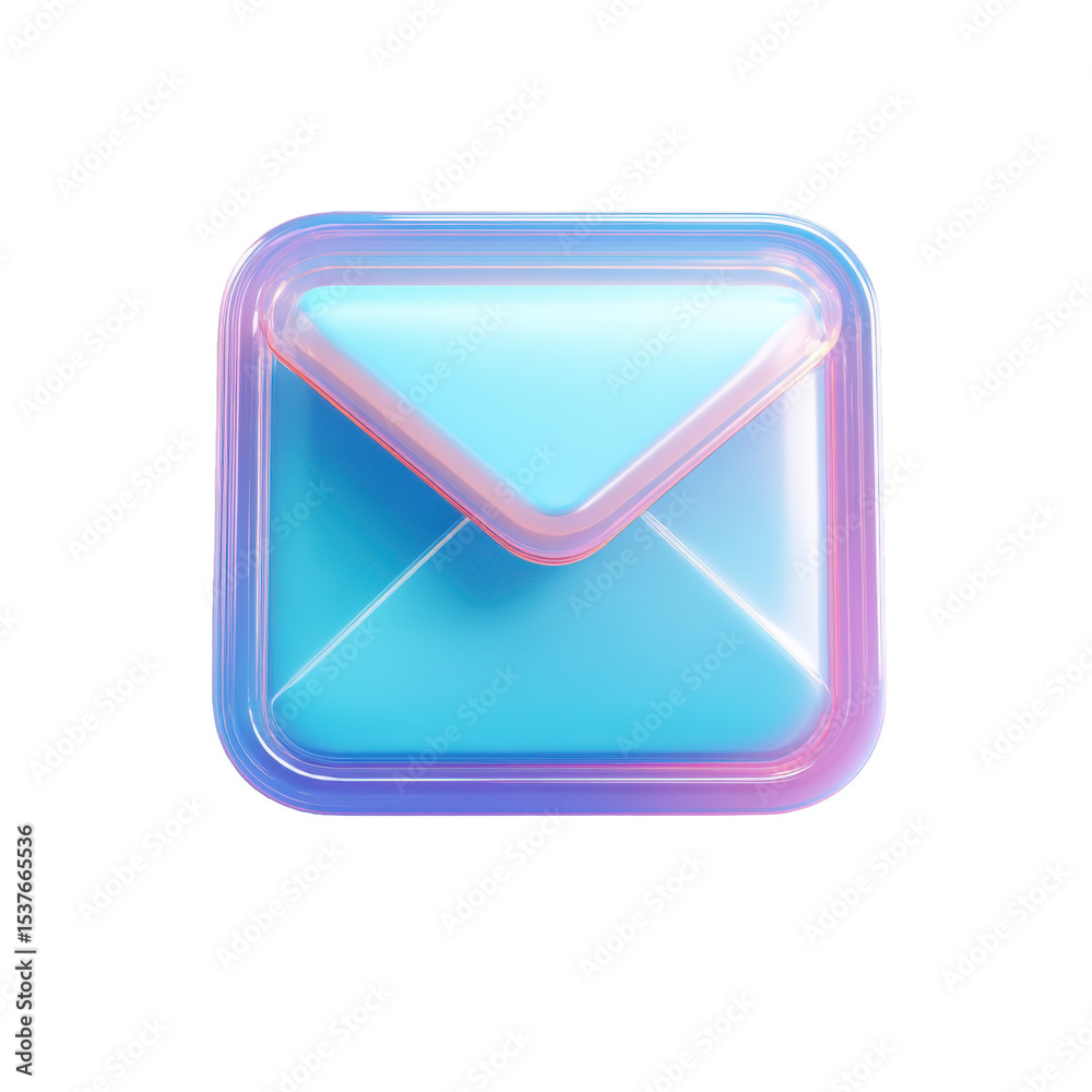 Poster a blue transparent envelope 3d icon design suitable for email inbox presentation and color inbox pre