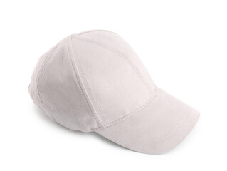 One beige baseball hat isolated on white