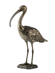 Fototapeta premium Vintage Bronze Sculpture of an Ibis Bird PNG