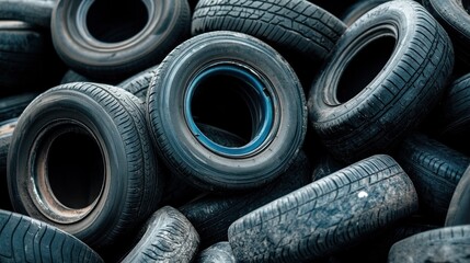 Used tires pile recycling