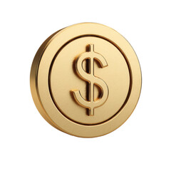 A Clean and Transparent PNG of a 3D Gold Coin Dollar Cent for Digital Payment Methods and Icons