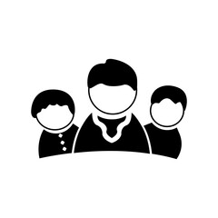 Minimalist One, Two, and Three People Silhouette Icon	