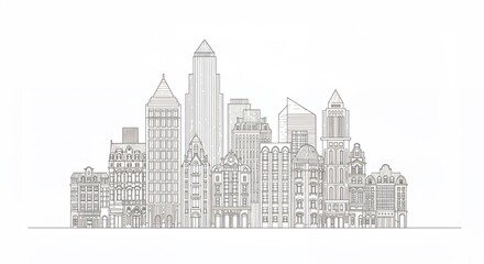 Naklejka premium City skyline drawing illustration