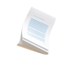 A Clean and Modern 3D Rendering of a White Document Icon Set Against Transparent Background on Paper