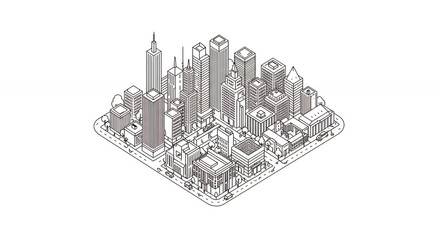 Isometric cityscape drawing