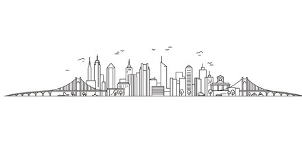 Fototapeta premium Line drawing city skyline