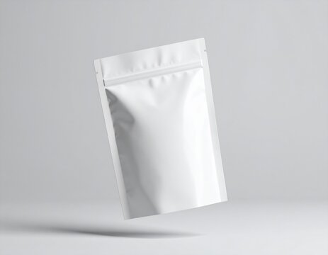 Pouch packaging mockup floating in air, clean background