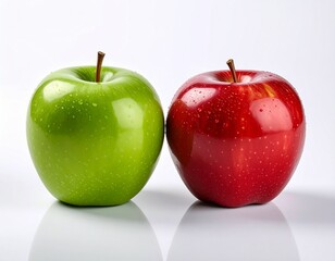 Red and green apples comparison on clean backdrop