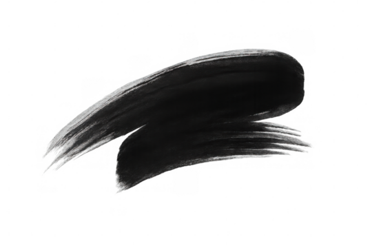 Two dynamic black brushstrokes create an abstract shape, perfect for adding a touch of artistic grunge to designs with its transparent background - Powered by Adobe