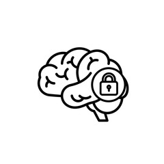 Brain with a lock symbol representing artificial intelligence security