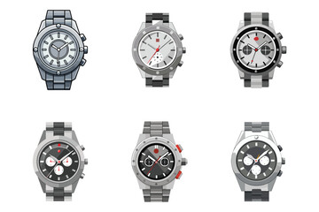 luxury silver men s wristwatch vector illustration