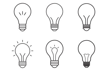 light bulb icon line art silhouette vector illustration
