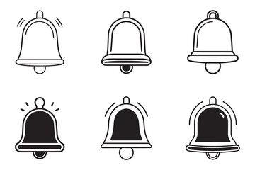 notification bell icon line art silhouette vector illustration
