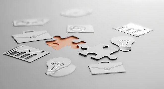 Conceptual business solution and strategy, showing innovation, ideas and teamwork elements
