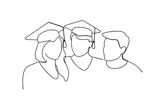 line art graduation group, black and white clip art preview