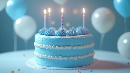 Birthday Cake with Candles Lit in a Cozy Home Celebration