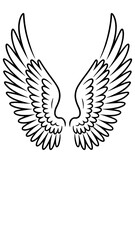 Obraz premium Stylized black and white wing design with intricate details creating a sense of freedom and elegance