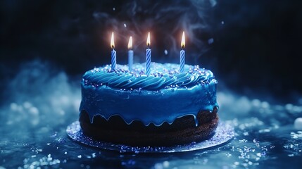 Birthday Cake with Candles Lit in a Cozy Home Celebration