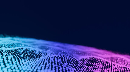 Colorful abstract digital wave with dotted patterns on black background