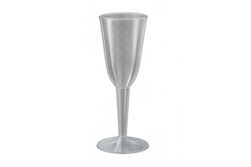 Realistic vector graphic depicting empty plastic champagne flute, highlighting celebratory event details with minimalist design approach