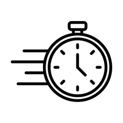 Stopwatch movement icon. Running time tracker. Speed watch vector. Bold black shape.