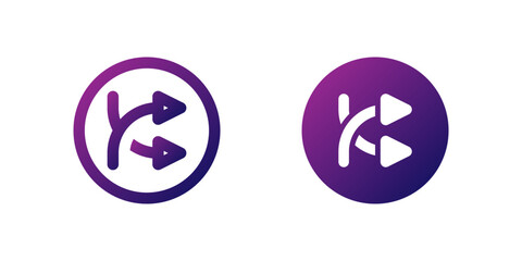 Shuffle Arrows Icon Set. A purple gradient icon with two crossed arrows, indicating shuffle or random play functions in media players.
