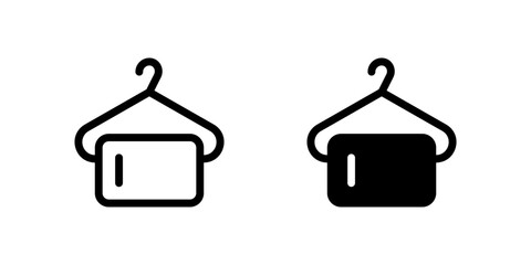 Towel Icon Set. A black icon of a towel, symbolizing hygiene or spa services in hospitality.