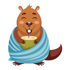 Adorable Capybara Sipping Coconut Drink