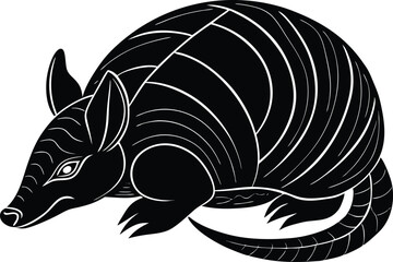 Stylized Armadillo Silhouette Vector Illustration with Armored Shell