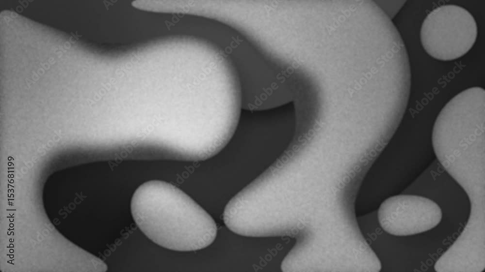 Poster Displaying overlapping organic grayscale blobs maintaining layered pattern on screen, showing depth