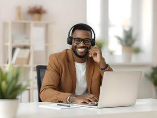 Black business man answering the phone