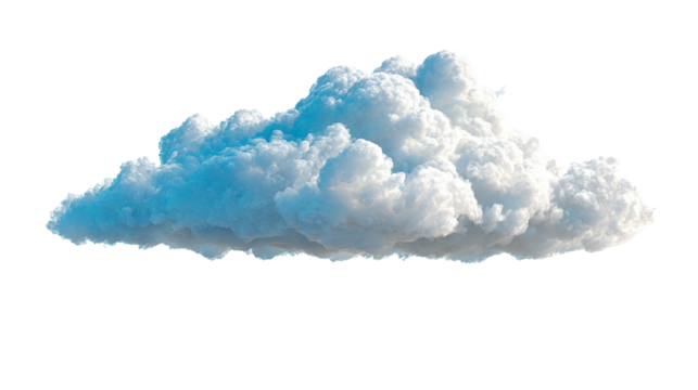 A fluffy cumulus cloud against a dark void creating a sense of isolation and atmospheric beauty on transparent background