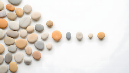 Obraz na płótnie Canvas Smooth sea stones arranged on white background isolated on white background