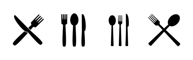 spoon and fork icon set. spoon, fork and knife icon vector. restaurant icon