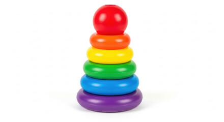 Colorful stacking rings toy for toddlers early learning and educational development on white background