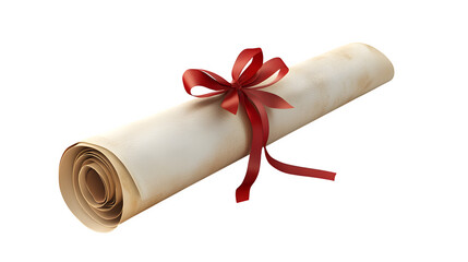 diploma scholarship scroll with red ribbon isolated transparent background