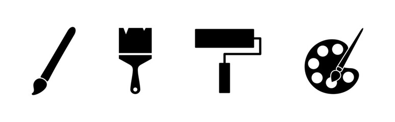 Paint icon set. paint brush icon vector. paint roller icon vector