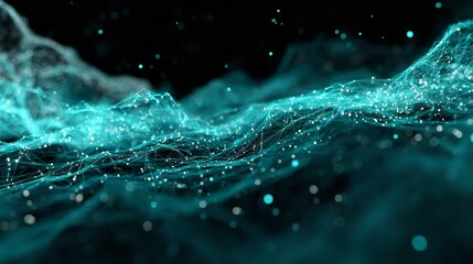 An Expansive Digital Mesh Where Nodes in Bright Turquoise Connect.